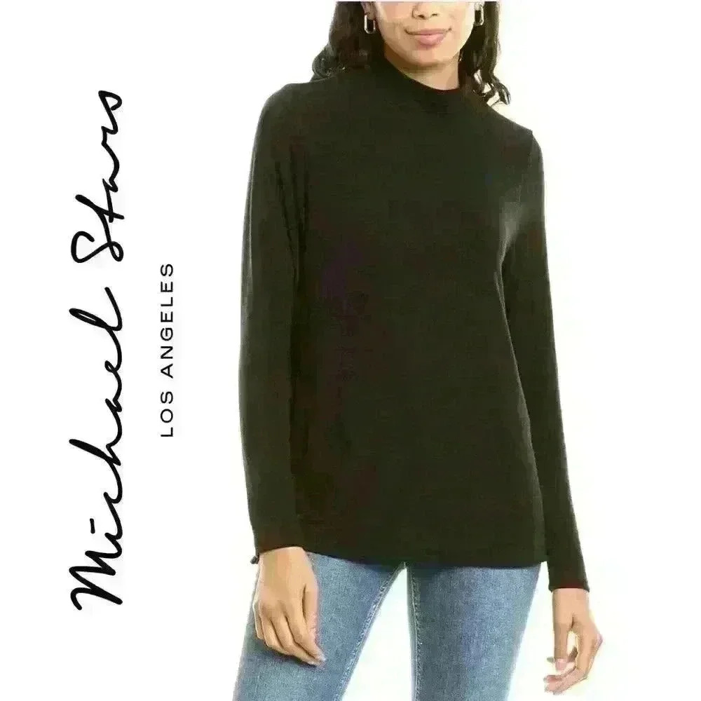 NWT Michael Stars Dream Mock Neck High Low Pullover Top